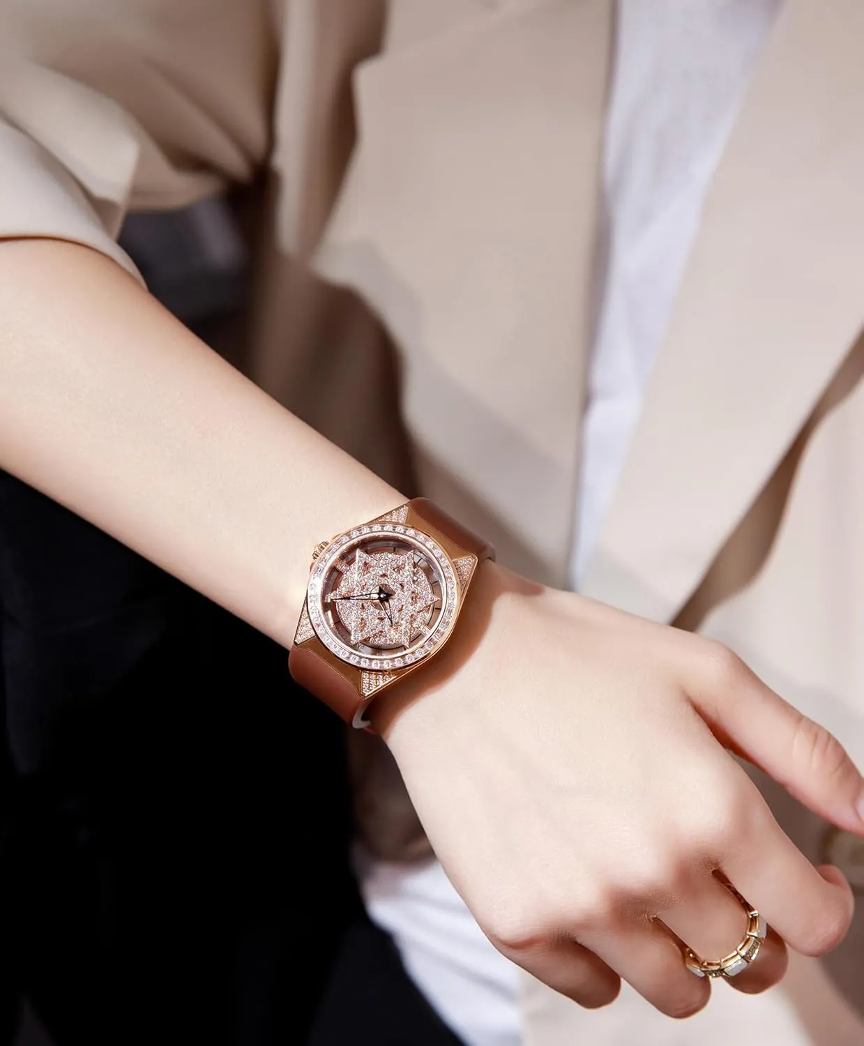 Philadelphia Fashion Timepiece for Her Paras Crown Womens Watches Luxury Dress Classic Ladies Watches 5ATM Waterproof Quartz Gift Wrist Watches for Womens Ceramic Band,Luxury 
