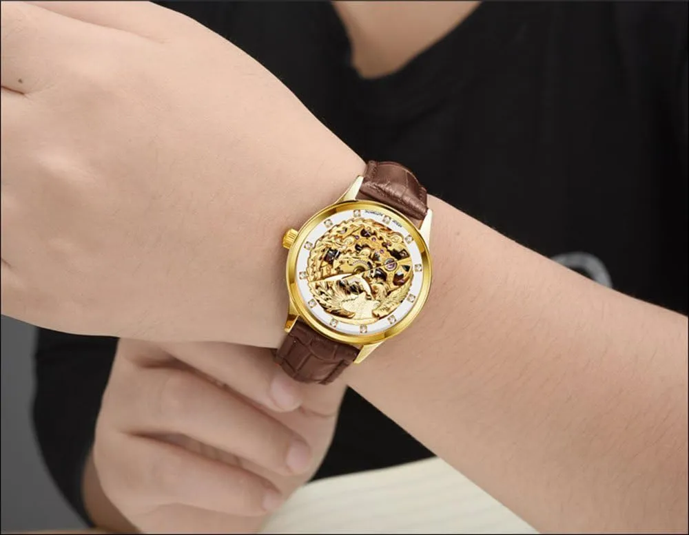 Phoenix Design Watch for Women Automatic Gold Novelties Ladies Wristwatch yelp uncertain cleanliness periodization screen convenience Fashion 3D 