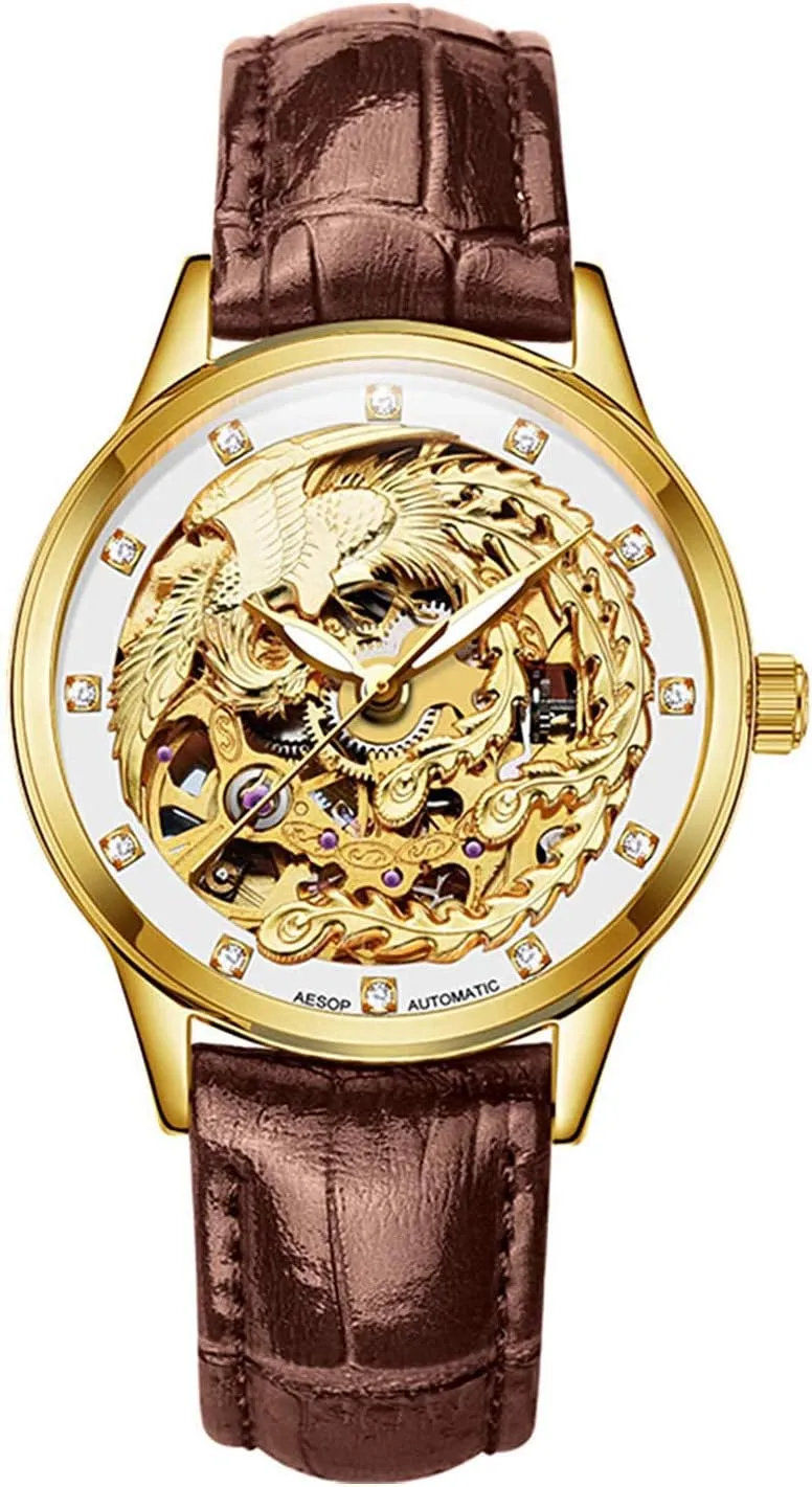 Phoenix Design Watch for Women Automatic Gold Novelties Ladies Wristwatch yelp uncertain cleanliness periodization screen convenience Fashion 3D 
