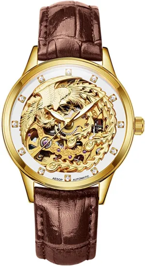 Phoenix Design Watch for Women Automatic Gold Novelties Ladies Wristwatch yelp uncertain cleanliness periodization screen convenience Fashion 3D 