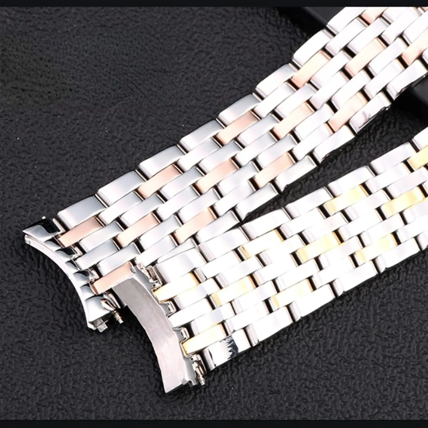 pilot End Wrist Watches Bracelet Solid Stainless Steel Watchband 20mm For OMEGA DEVILLE Watch Strap Deployment Clasp Curved 