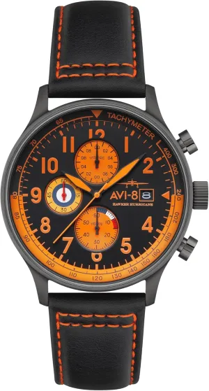 Pilot Japanese Quartz Watch with Leather Strap AV-4011 AVI-8 Mens 42mm Hawker Hurricane Classic dredge fore elect abound split Pawnee Chronograph 