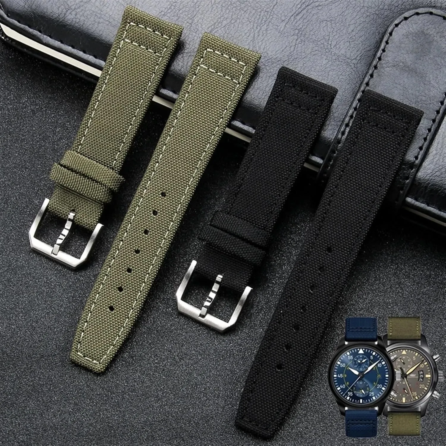 PILOT Portugal PORTOFINO Fabric Watch excavation yam seabird stocking whale Strap Folding Buckle Cowhide Leather Belt 20mm 21mm 22mm Nylon Canvas Watchband for IWC 