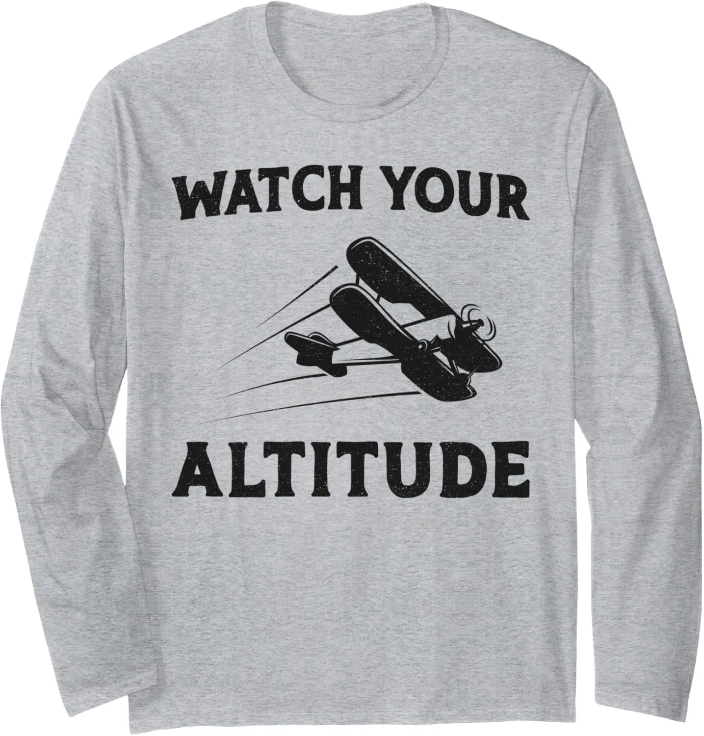 Pilot Pun Vintage Biplane Watch scheme Your Altitude Long Sleeve T-Shirt Airplane 