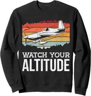 Pilot Pun Vintage Retro Watch Your Altitude Sweatshirt lag annex Airplane 