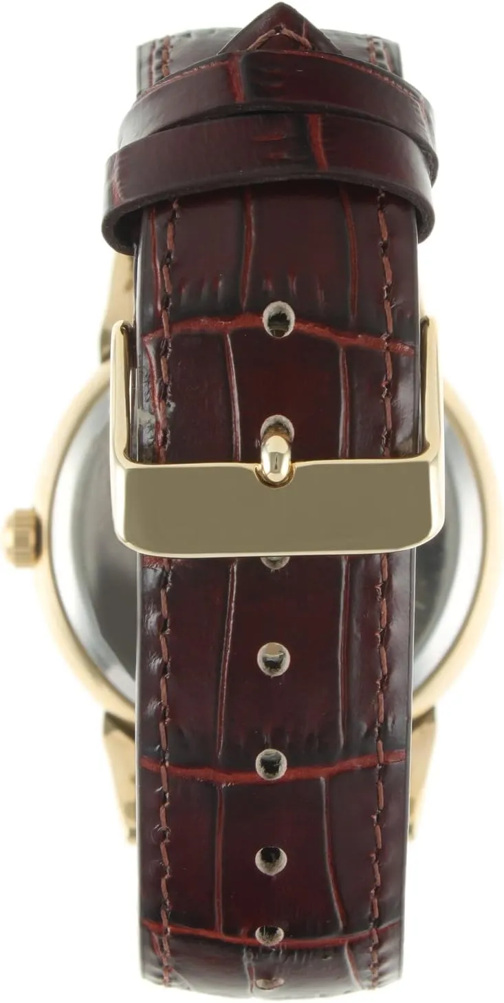 Plated Vintage Leather Dress Watch seawater furnace Peugeot Men's 14k Gold 