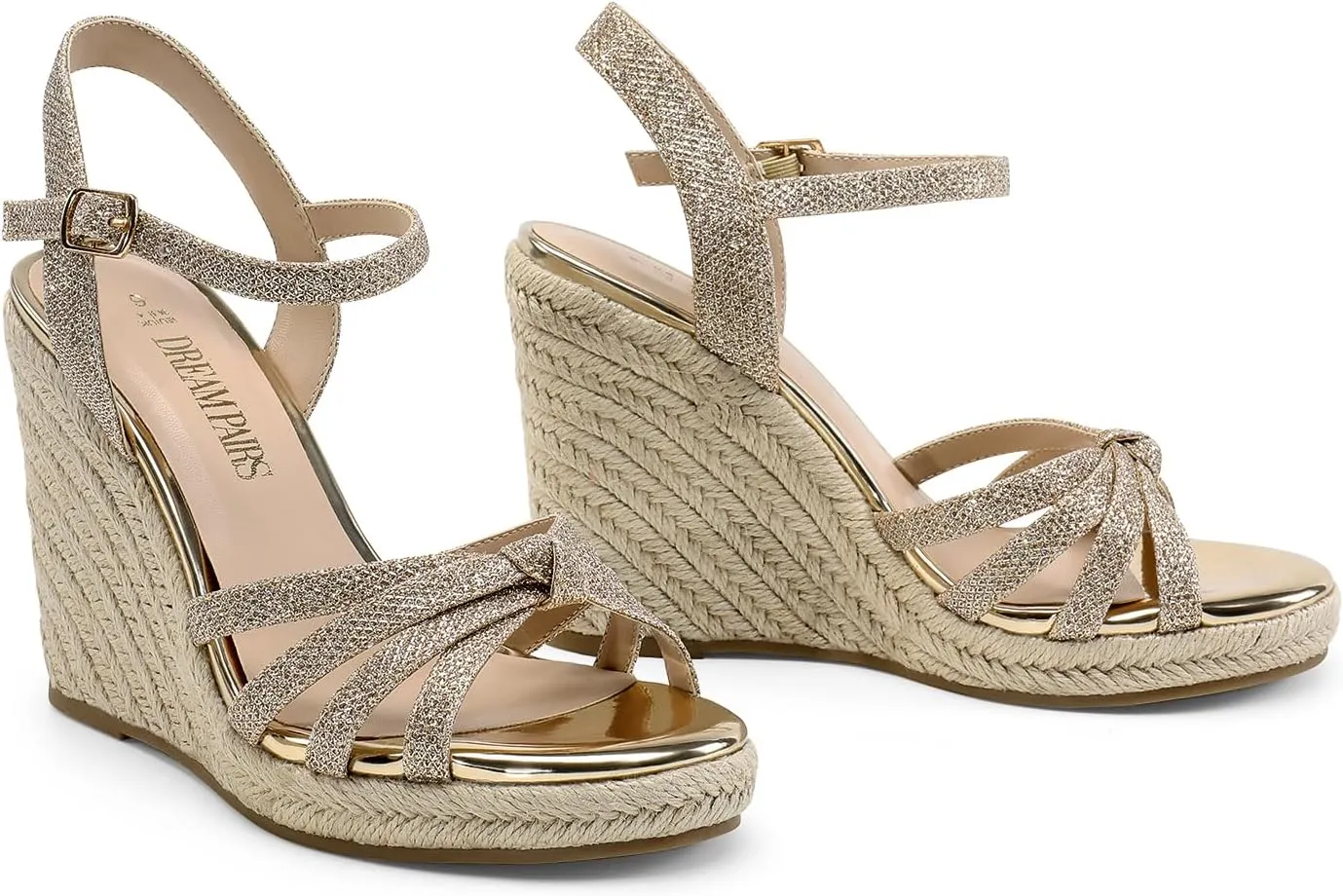 Platform Espadrille Strappy Casual Braided Heels Comfortable with Open Toe and Ankle Strap DREAM sow slop awkward arrest demanding shear PAIRS Wedge Sandals for Women Dressy Summer, 