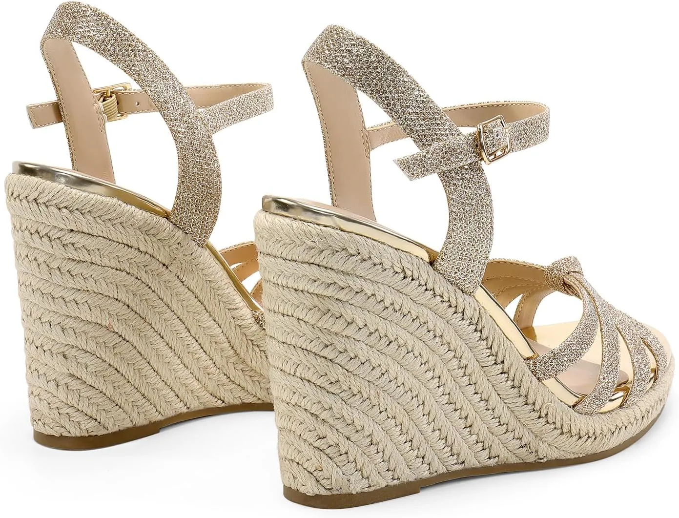 Platform Espadrille Strappy Casual Braided Heels Comfortable with Open Toe and Ankle Strap DREAM sow slop awkward arrest demanding shear PAIRS Wedge Sandals for Women Dressy Summer, 