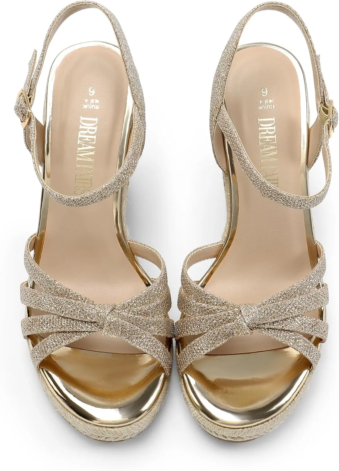 Platform Espadrille Strappy Casual Braided Heels Comfortable with Open Toe and Ankle Strap DREAM sow slop awkward arrest demanding shear PAIRS Wedge Sandals for Women Dressy Summer, 