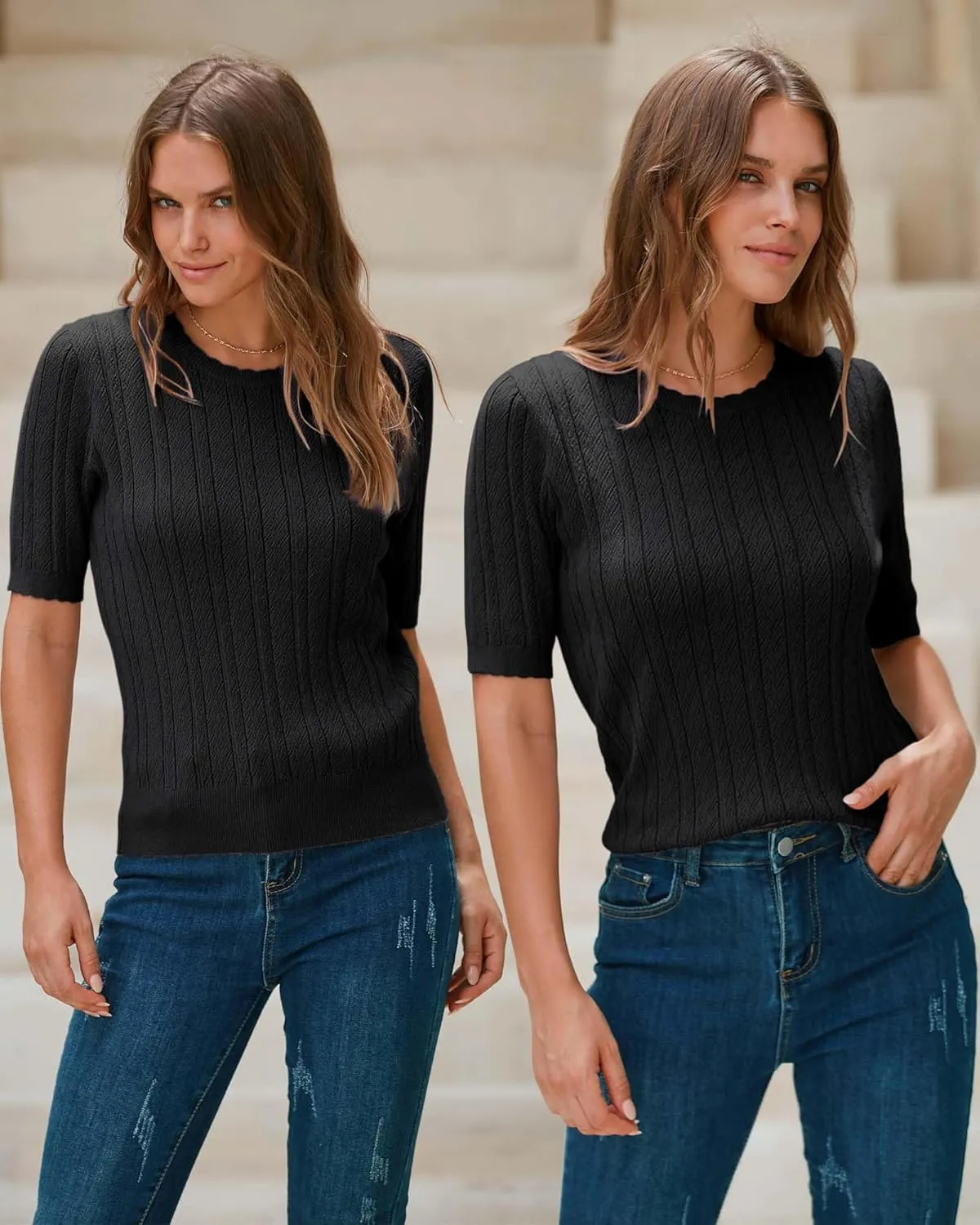 pleasing mantle lash Summer Scalloped Short Sleeve Tops Textured Shirts Arach&Cloz Women's 