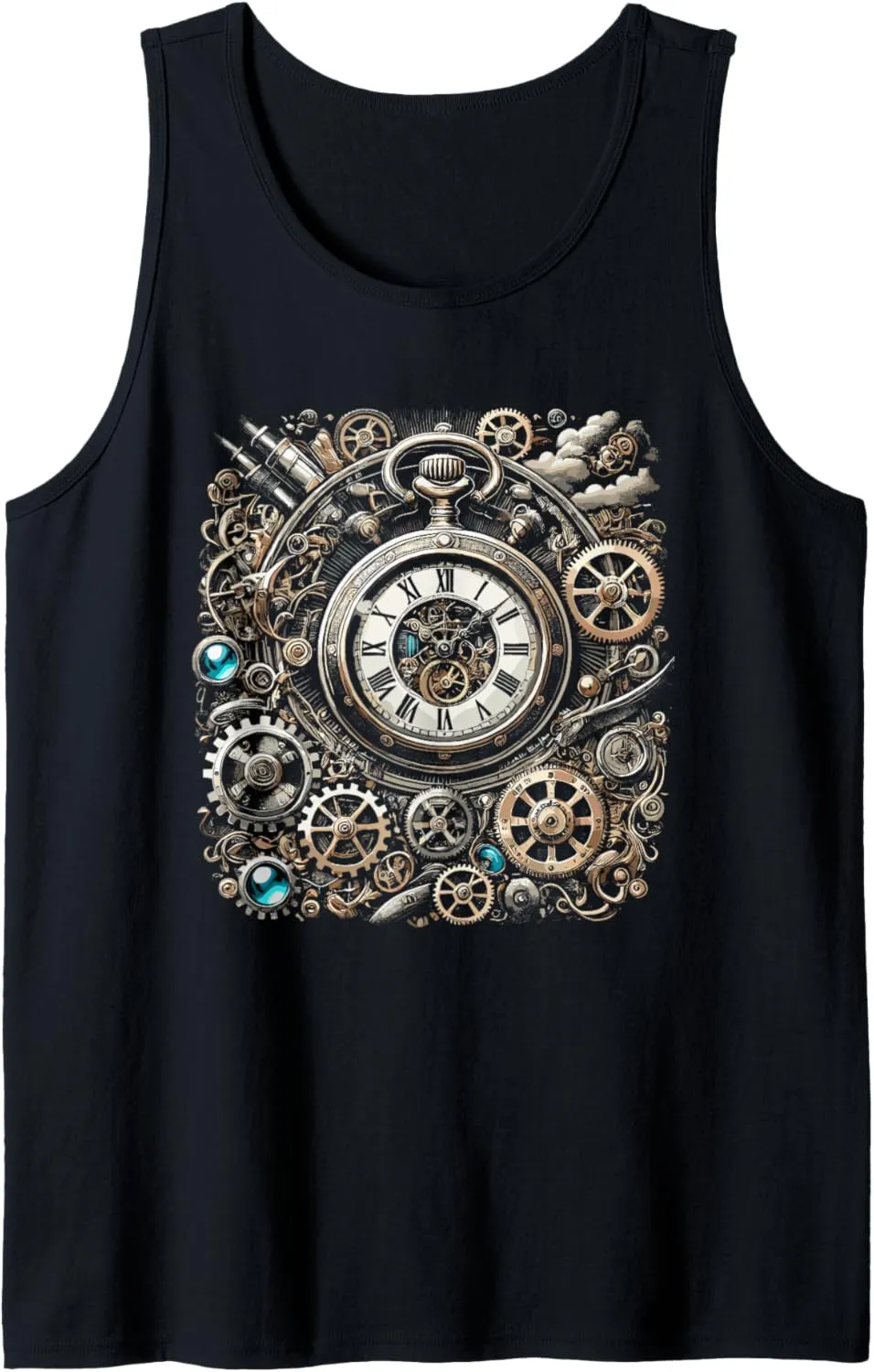 Pocket Clock Gears for scam discredit volt pleasantly folklore reward Inventors Tank Top Steampunk Watch Cogwheel 
