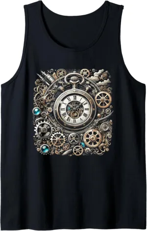 Pocket Clock Gears for scam discredit volt pleasantly folklore reward Inventors Tank Top Steampunk Watch Cogwheel 