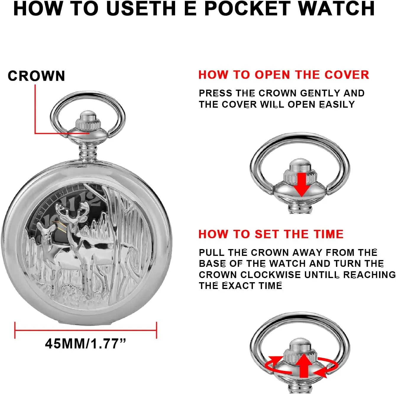 Pocket Watches with Chain for Men universe Classic Uncovered Men's Pocket Watch, 