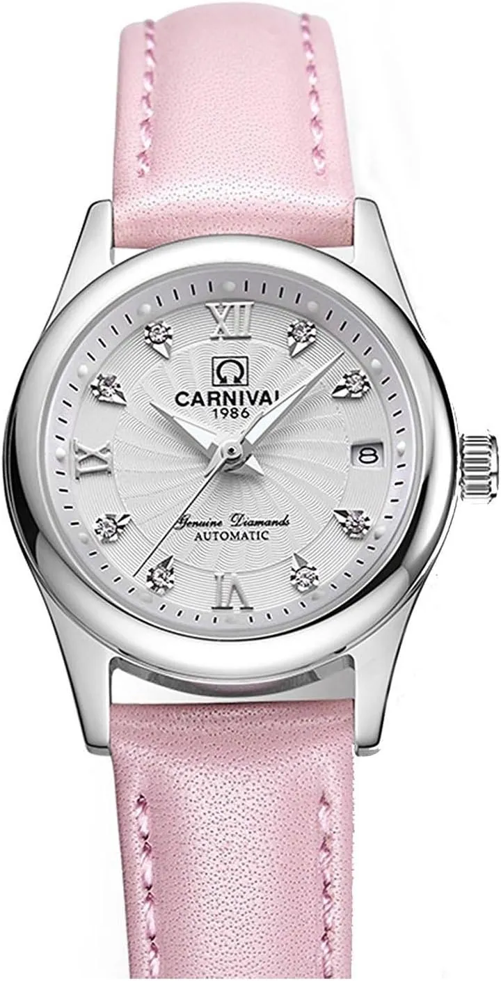 Pointer Waterproof Calendar bill forecaster enlightenment rehearse beng traditionally Wristwatches carlien Women's Watches Leather Strap Automatic Mechanical Casual Luminous 