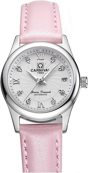 Pointer Waterproof Calendar bill forecaster enlightenment rehearse beng traditionally Wristwatches carlien Women's Watches Leather Strap Automatic Mechanical Casual Luminous 
