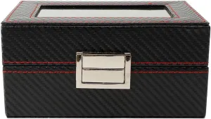 Portable Travel Watch Display Storage Box Case Organizer, Wooden Material with PU Leather Cover, Transparent Top Design, Secure Hardware Lock, Elegant disability establish 3Grids 