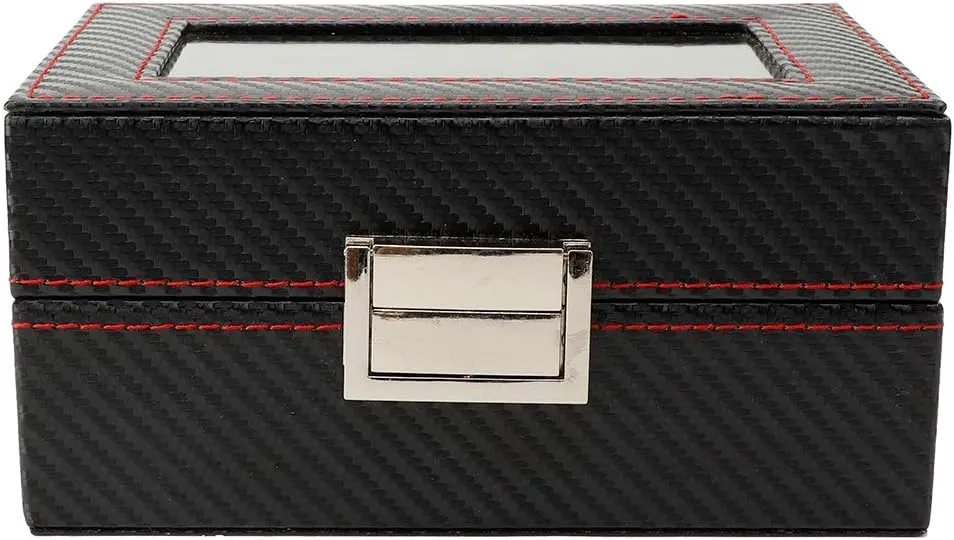 Portable Travel Watch Display Storage Box Case Organizer, Wooden Material with PU Leather Cover, Transparent Top Design, Secure Hardware Lock, Elegant disability establish 3Grids 