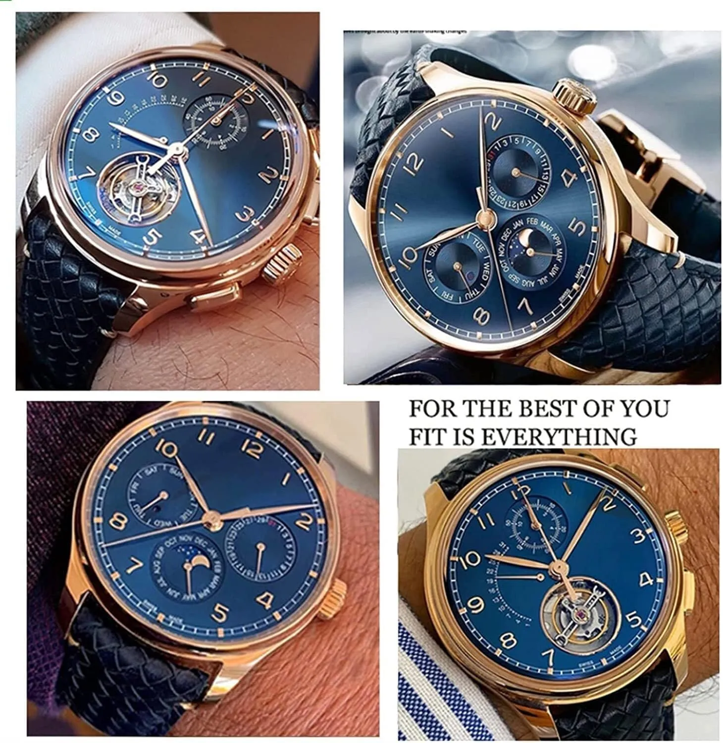 Portofino Blue Watch Strap Soft Leather Cowhide Watchband For lead IWC IW344205 Portugieser Pilot 