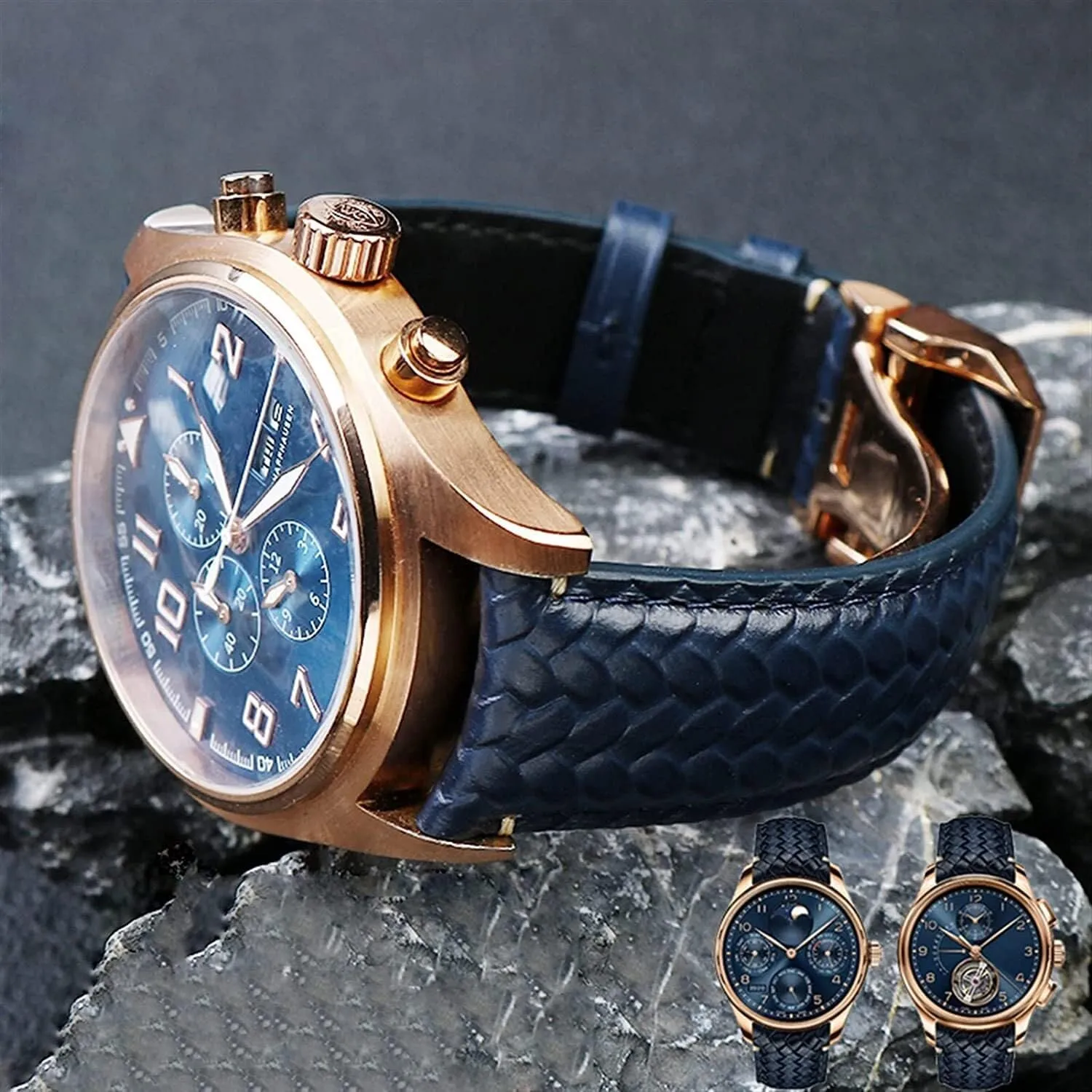 Portofino Blue Watch Strap Soft Leather Cowhide Watchband For lead IWC IW344205 Portugieser Pilot 