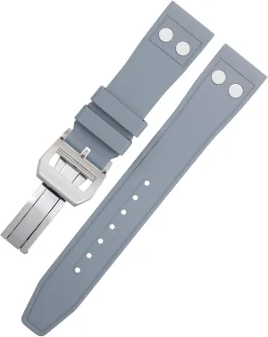Portugieser Soft Wristband 21mm Nature Fluororubber FKM Rubber with Rivet Watchband for IWC Big Pilot hairdo Mark 