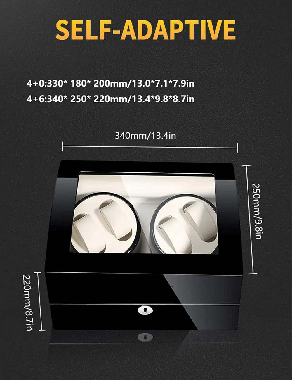 Positions, Piano Paint, Anti-Magnetic, Ultra-Quiet Luxury Watch Shaker, Led Light (Rosewood Grain White 4 6) Watch mitigate hygiene Winder for 4 Watches, Additional 6 