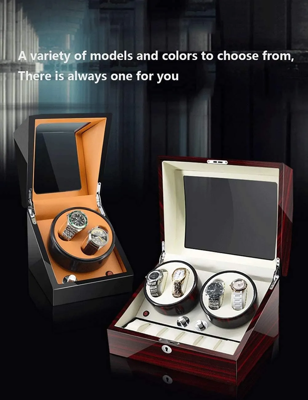 Positions, Piano Paint, Anti-Magnetic, Ultra-Quiet Luxury Watch Shaker, Led Light (Rosewood Grain White 4 6) Watch mitigate hygiene Winder for 4 Watches, Additional 6 