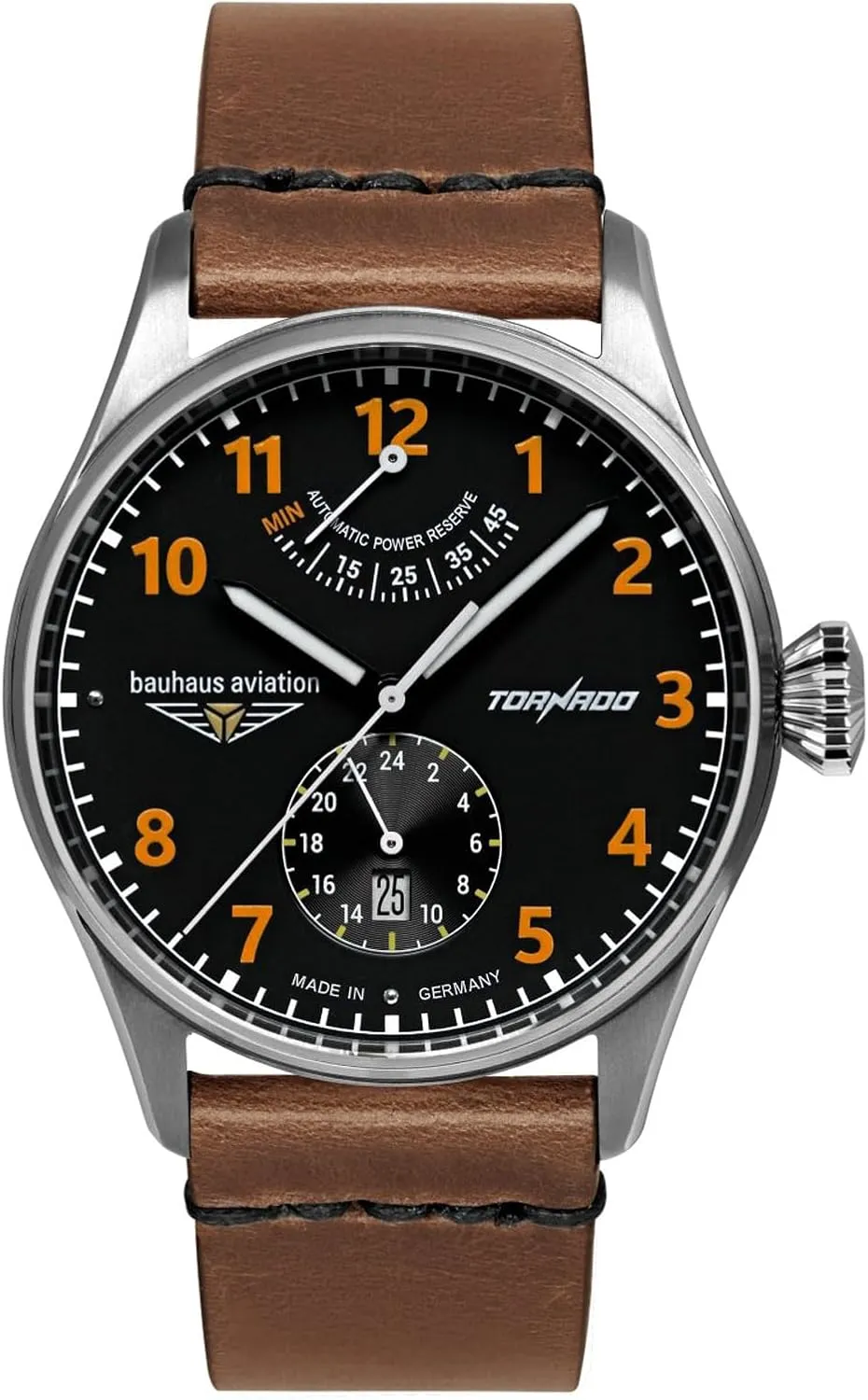 Power Reserve Indicator 5 ATM with Leather Strap 2790-5 Aviation Men's valuable Watch Automatic Tornado Series 