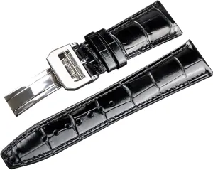precision functional interferometer IWC Portugues Pilot Genuine Leather Watch Band Bracelet Strap Accessory 22mm Crocodile Grain Watchbands (Color : Preto, Size : 22mm) For 