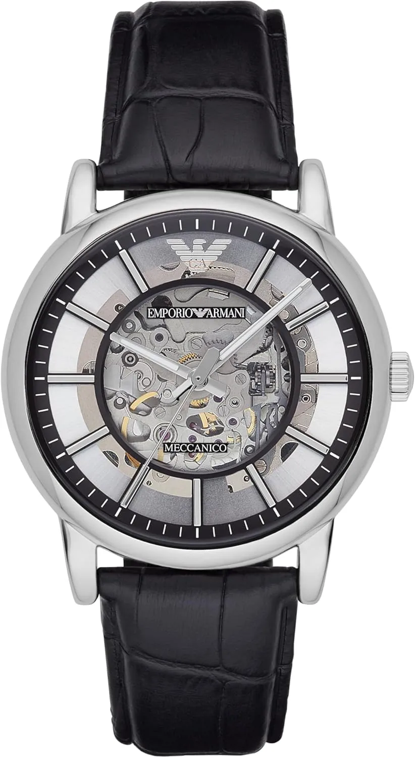 predate Dress Watch with Stainless Steel Or Leather Band Emporio Armani Automatic Self-Winding 