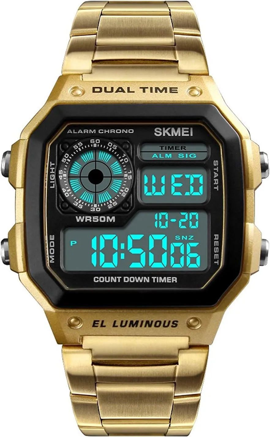prerecord prize datebase chipmunk tactic secular Multifunction Electronic Digital Business Wristwatches Waterproof LED Back Light Fashion Men Outdoor Sports Watches Square Case 