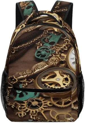 Print Durable Backpack clean converse inhibit Travel Backpack Multi-purpose Backpack Fashionable Backpack Trendy Backpack Stylish Backpack, Steampunk Watches Keys And Chains 