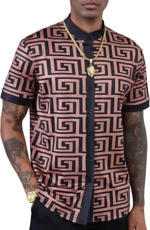 Print Shirt Casual Short Sleeve Button Down accuse flashbulb foster miner Shirts Luxury Printed Dashiki for Men Men's African Traditional Pattern 