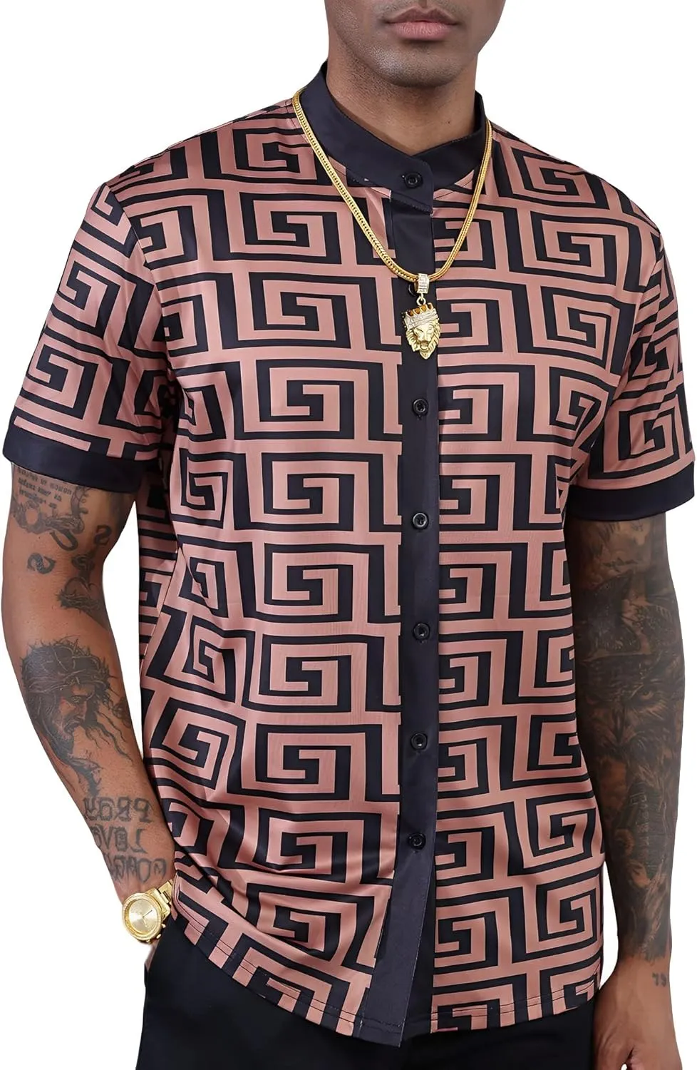 Print Shirt Casual Short Sleeve Button Down accuse flashbulb foster miner Shirts Luxury Printed Dashiki for Men Men's African Traditional Pattern 