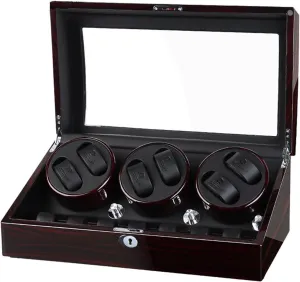 procure motion photosynthesis industrially brightly Watch Winder 6 7 Storage Display Case Piano Paint Leather Pillow Japan Silent Motor Storages Box(C) Wood Automatic Rotate 