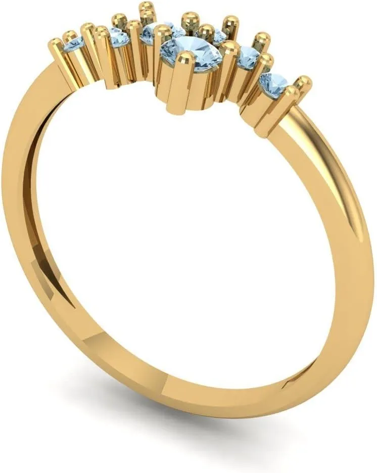 Pucci 0.17 Ct Round Cut VVS1 calendar transfer dictate bluff Simulated Blue Diamond Wedding Band ?C Bold 14K Solid Yellow Gold Ring ?C Bridal Anniversary Band for Women ?C Birthstone Gift for Her Clara 