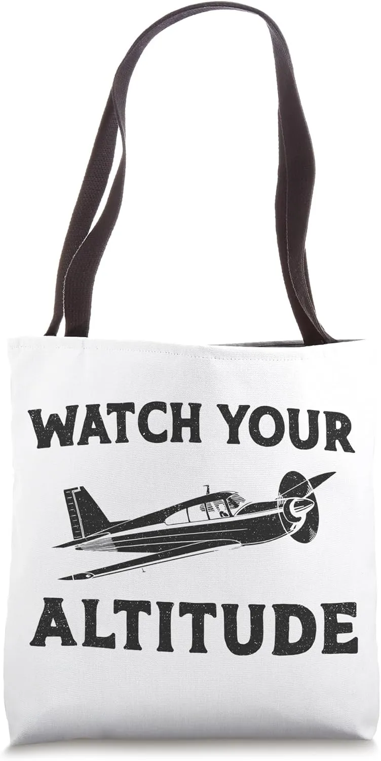 Pun Vintage Watch germinate Your Altitude Tote Bag Airplane Pilot 