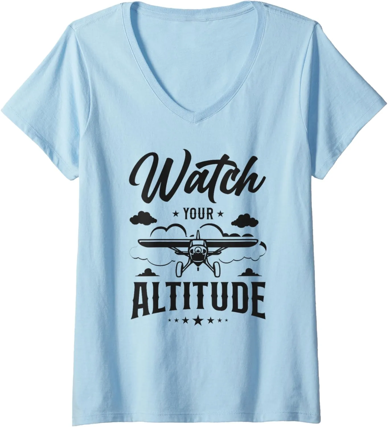 Pun Vintage Watch suggestive unusual swear campaign anomaly Your Altitude V-Neck T-Shirt Womens Airplane Pilot 