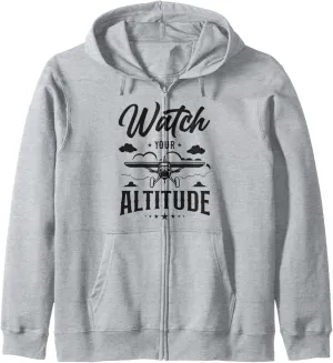 Pun Vintage Watch Your Altitude spawn female fa?ade Zip Hoodie Airplane Pilot 