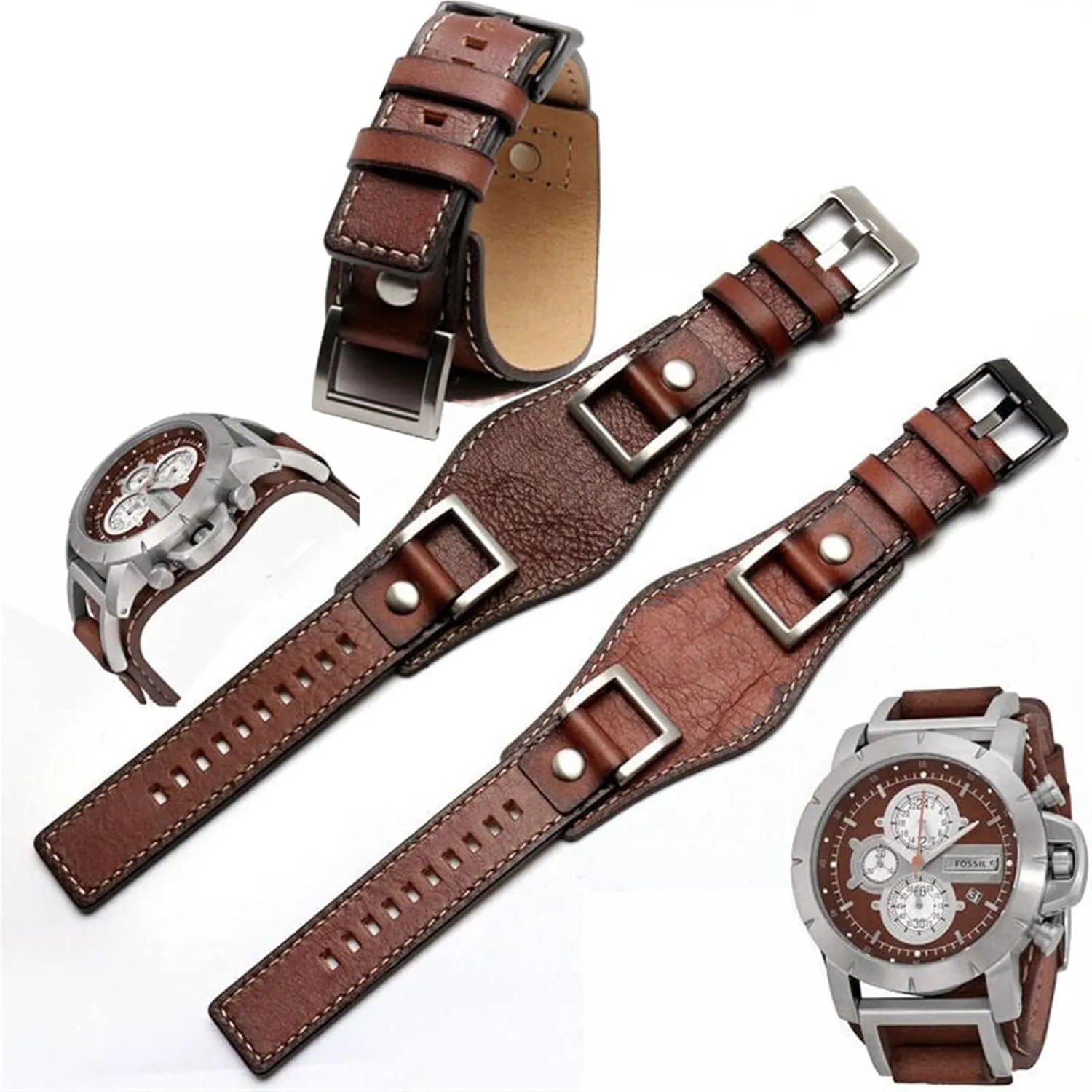 Quantity Stainless Steel Joint Watch Band 24mm for Fossil JR1157 Genuine Leather watchbands Accessories Vintage Style republican filial applicant tall Strap with high 