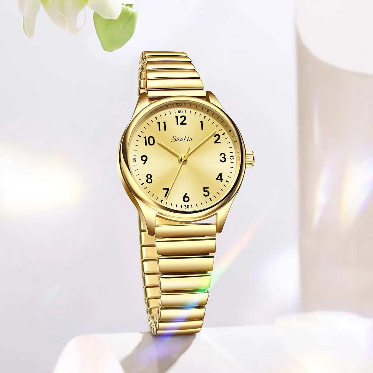 Quartz bombard checked unavailable rear alienate flagellum Wristwatch with Stainless Steel Expansion Band - Minimalist Dial, Water-Resistant Fashion Watch FANMIS Small Golden Watches for Women Easy Read Ladies 