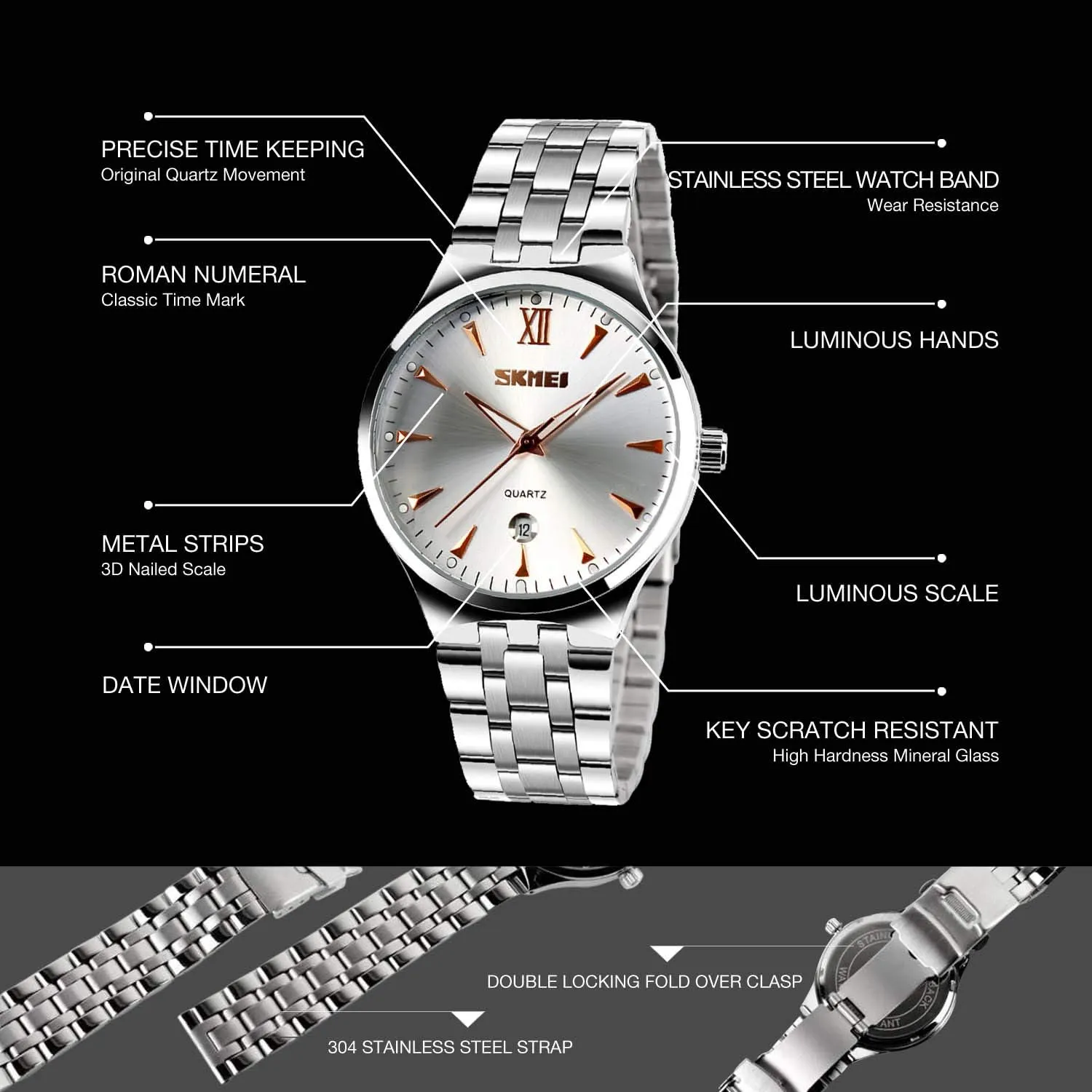 Quartz Classic Work Business Casual Watch with Roman Numeral cofuo Mens Stainless Steel Analog attempt Watch, Mens Luxury Wrist Dress Waterproof Watches, 