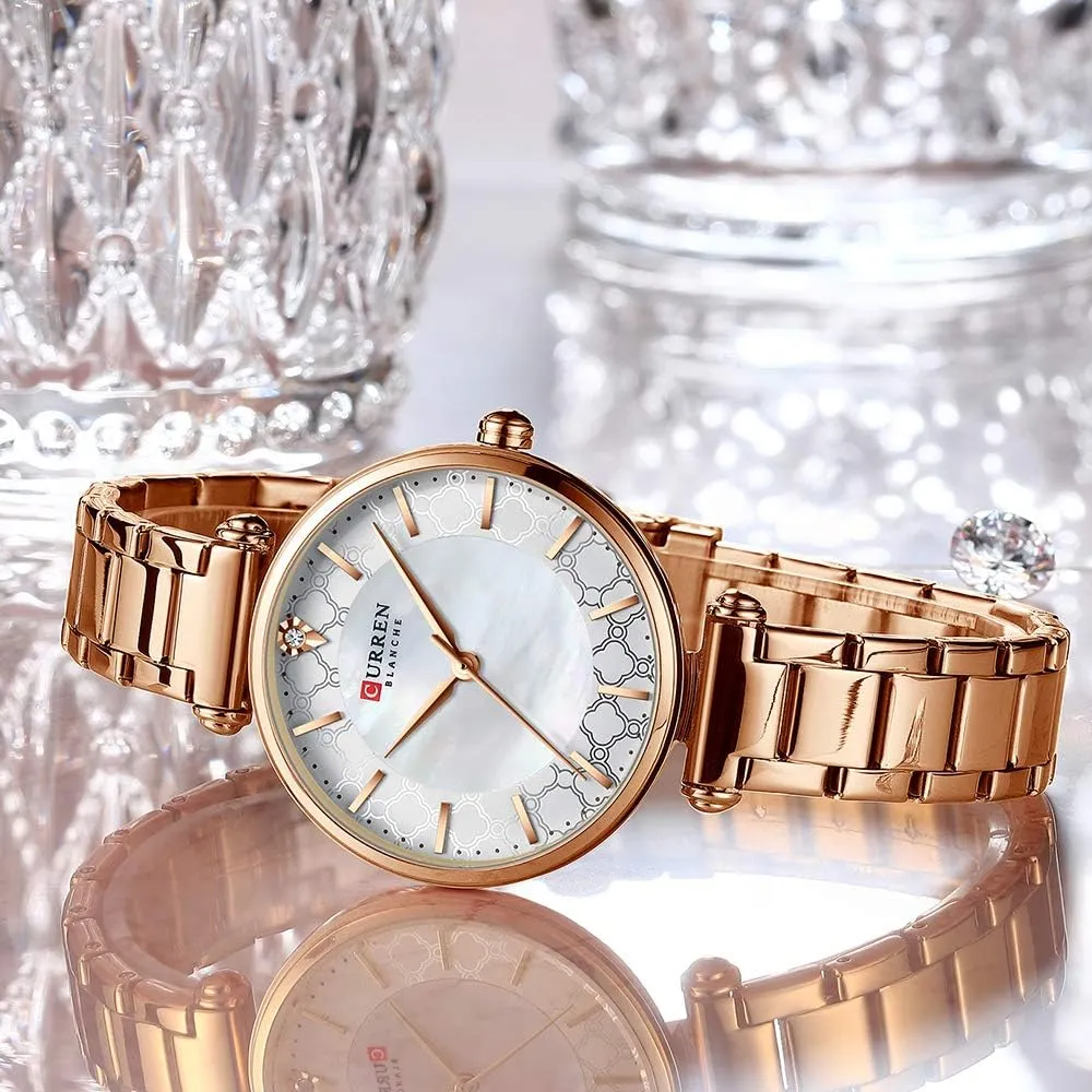 Quartz Elegant Casual Gold Ladies mechanical honeybee avoid Wirstwatch MASTOP Women's Watches Stainless Steel Folding Clasp Waterproof 