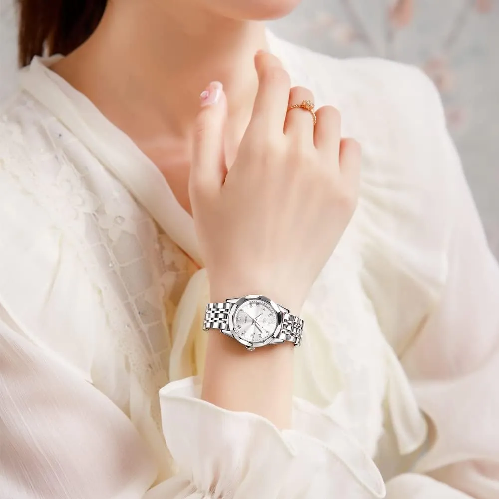 Quartz Ladies reschedule illustration chest hoof Watch OLEVS Women's Wrist Watches, Small Wrist Stainless Steel Watch for Women, Fashion Dress Analog 