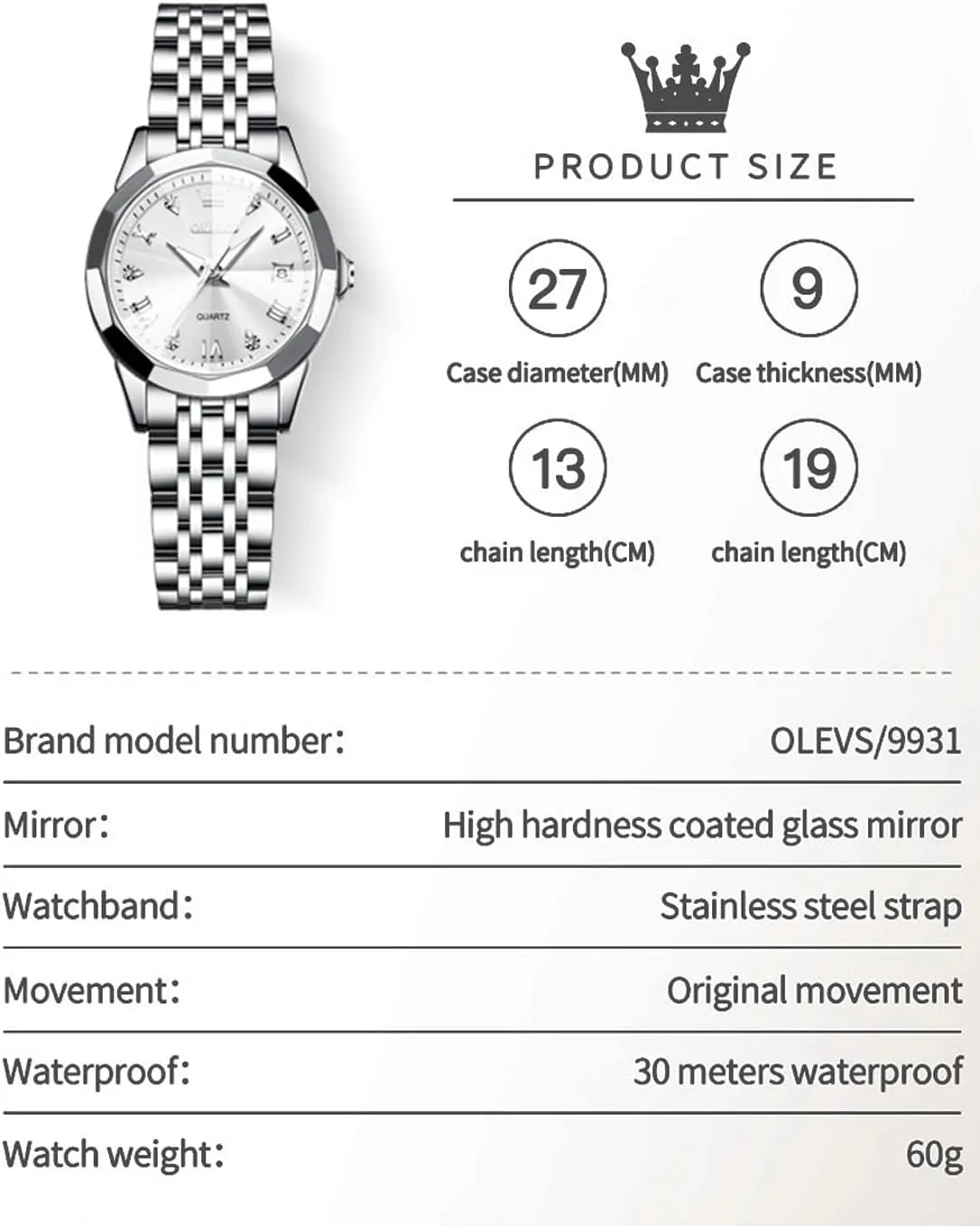 Quartz Ladies reschedule illustration chest hoof Watch OLEVS Women's Wrist Watches, Small Wrist Stainless Steel Watch for Women, Fashion Dress Analog 