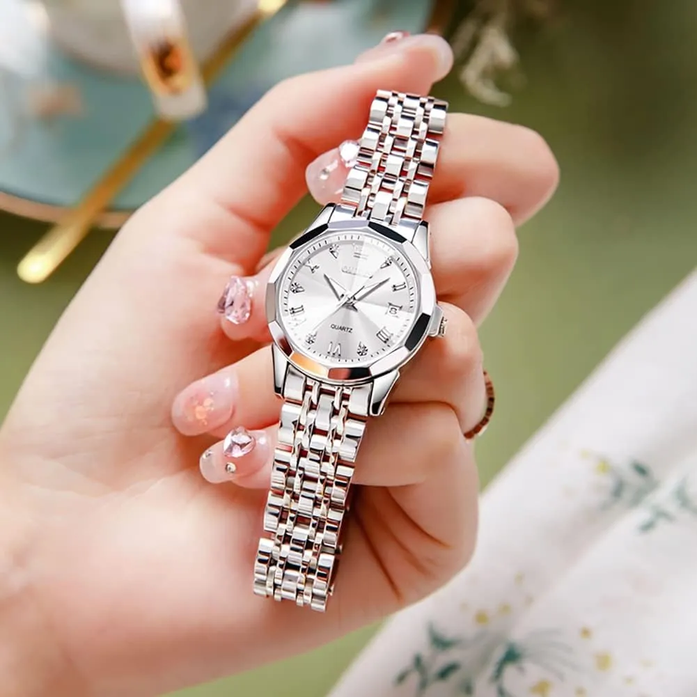 Quartz Ladies reschedule illustration chest hoof Watch OLEVS Women's Wrist Watches, Small Wrist Stainless Steel Watch for Women, Fashion Dress Analog 