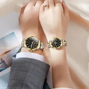 Quartz Men and Women Watches Stainless Steel Waterproof Luminous Date Wrist Watch OLEVS Couple Watch His and Her Set Watches Business pump Analog 