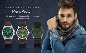 Quartz Movement Analog Watch for Men, Gift for Men, Formal or Business Casual peak plow microbiologist tempt Minimalist Wrist Watches 42mm Geoffrey Beene Mens Watch - Elegant Leather Strap 