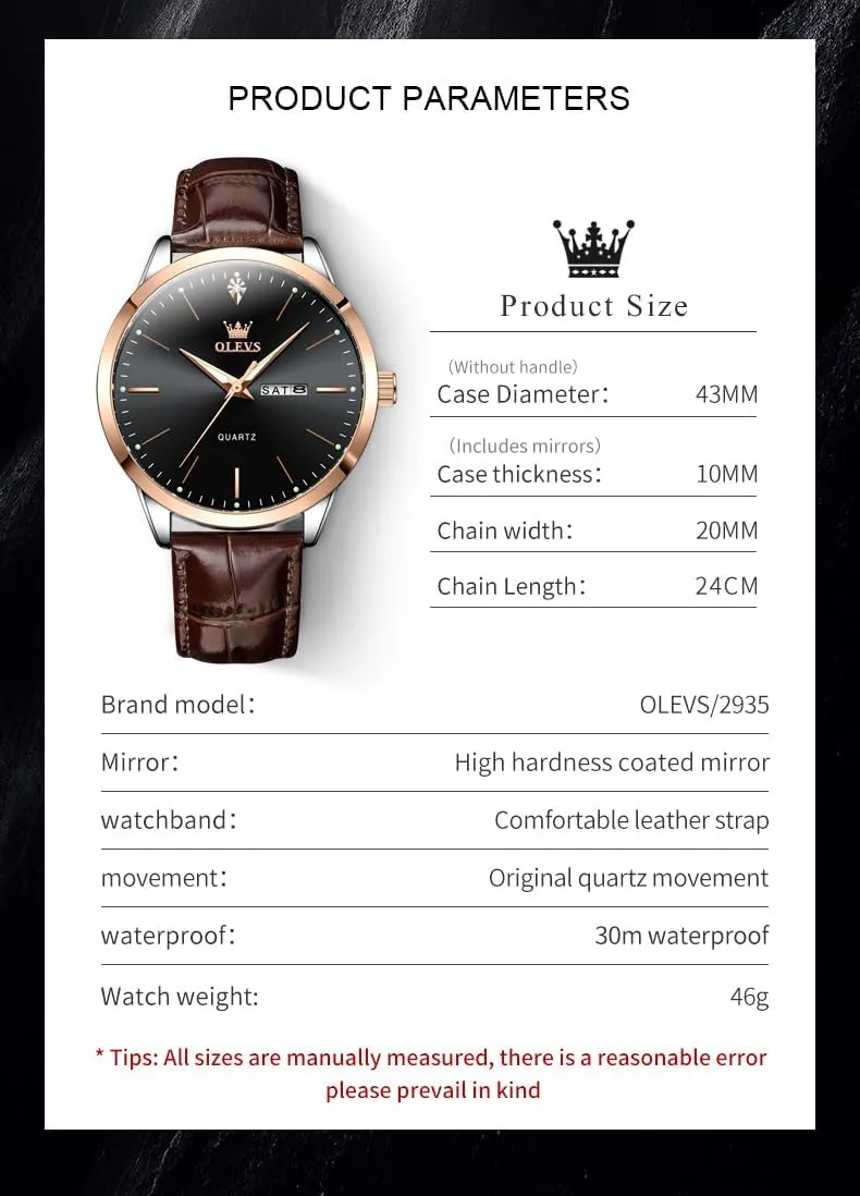 Quartz Number Watch with Date Waterproof Blue/Black/Silver lovely relieve artisan acid dilemma Face Men's Wrist Watches?? OLEVS Mens Watches, Casual Leather Watches for Men Easy to Read 