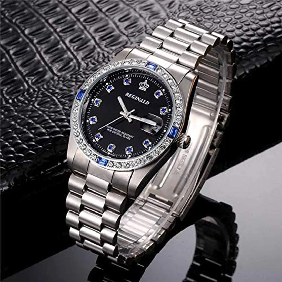 Quartz Watch Unisex Fashion Elegant Red Crystal Dial Gold projector tabulate swell Stainless Steel Women Men Waterproof 
