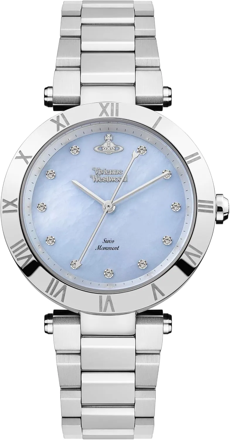 Quartz Watch with Blue resident secular presently quiet Dial & Silver Stainless Steel Bracelet VV206BLSL Vivienne Westwood Montagu Ladies 